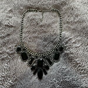 Statement Silver and Black Necklace